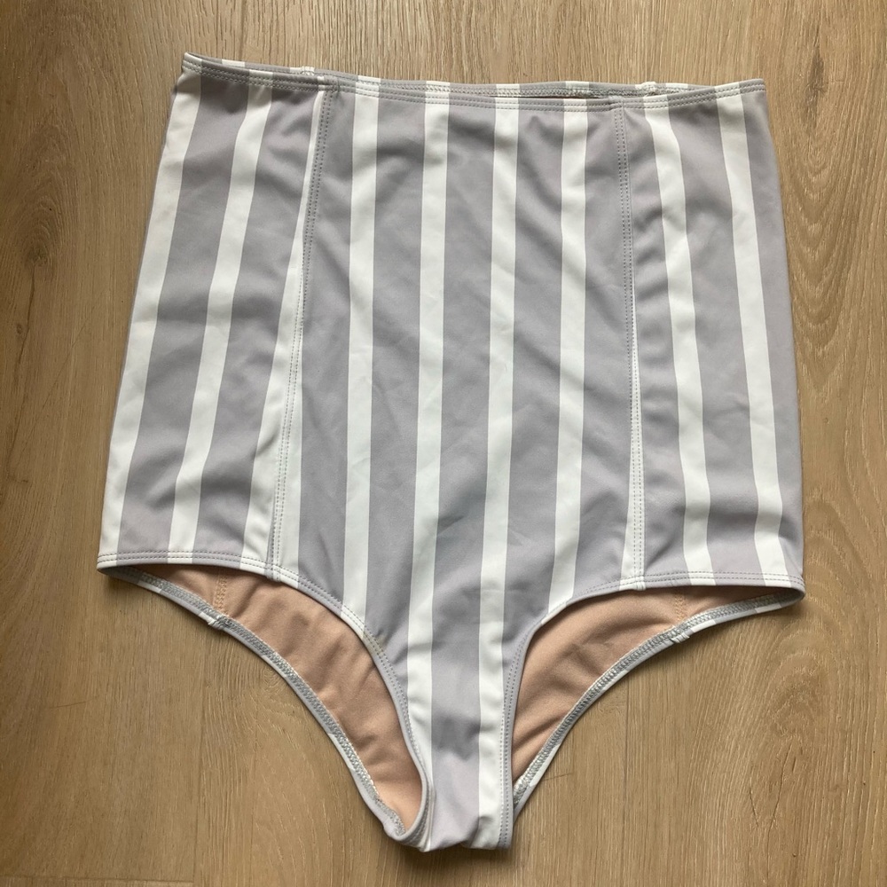 Kortni Jeane stripe ultra-high rise swim bottoms.